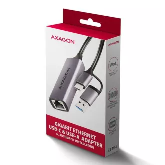 AXAGON ADE-TXCA, USB-C   USB-A 3.2 Gen 1 - karta sieciowa Gigabit Ethernet, Asix AX88179, automatyczna instalacja