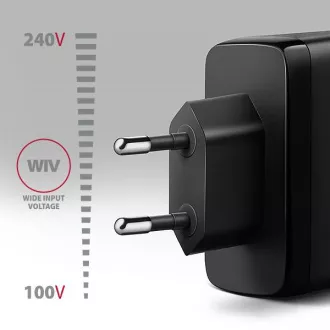 AXAGON ACU-DPQ100, ładowarka sieciowa GaN 100W, 3x port (USB-A   podwójny USB-C), PD3.0/PPS/QC4 /Apple, czarna