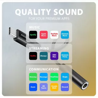 AXAGON ADA-HC, USB-C do 3.5mm jack - adapter audio Hi-Res DAC, 384kHz/32bit, stereo