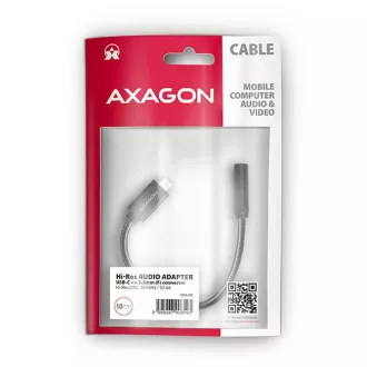 AXAGON ADA-HC, USB-C do 3.5mm jack - adapter audio Hi-Res DAC, 384kHz/32bit, stereo