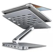 AXAGON HMC-STND, stojan pro 10"-16" notebooky, USB 5Gbps hub, 3x USB-A, HDMI 4k/60Hz, RJ-45, PD 100W, kabel USB-C 60cm - Używany