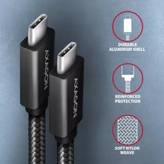 AXAGON BUCM32-CM15AB, kabel SPEED USB-C <-> USB-C, 1,5 m, USB 20 Gb/s, PD 100 W 5 A, 4K HD, ALU, oplot, czarny AXAGON BUCM32-CM15AB, kabel SPEED USB-C <-> USB-C, 1,5 m, USB 20 Gb/s, PD 100 W 5 A, 4K HD, ALU, oplot, czarny