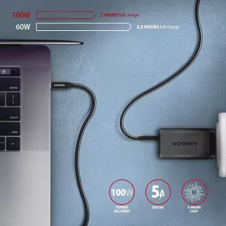 AXAGON BUCM32-CM15AB, kabel SPEED USB-C <-> USB-C, 1,5 m, USB 20 Gb/s, PD 100 W 5 A, 4K HD, ALU, oplot, czarny AXAGON BUCM32-CM15AB, kabel SPEED USB-C <-> USB-C, 1,5 m, USB 20 Gb/s, PD 100 W 5 A, 4K HD, ALU, oplot, czarny
