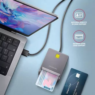 AXAGON CRE-SM3T, czytnik kart stykowych USB-A FlatReader Karta inteligentna (eObčanka), kabel 1,3 m AXAGON CRE-SM3T, czytnik kart stykowych USB-A FlatReader Karta inteligentna (eObčanka), kabel 1,3 m