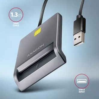 AXAGON CRE-SM3T, czytnik kart stykowych USB-A FlatReader Karta inteligentna (eObčanka), kabel 1,3 m AXAGON CRE-SM3T, czytnik kart stykowych USB-A FlatReader Karta inteligentna (eObčanka), kabel 1,3 m