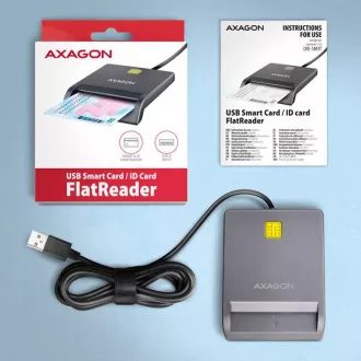 AXAGON CRE-SM3T, czytnik kart stykowych USB-A FlatReader Karta inteligentna (eObčanka), kabel 1,3 m AXAGON CRE-SM3T, czytnik kart stykowych USB-A FlatReader Karta inteligentna (eObčanka), kabel 1,3 m