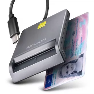 AXAGON CRE-SM3TC, czytnik kart stykowych USB-C FlatReader Karta inteligentna (eCard), kabel 1,2 m