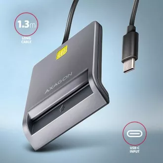 AXAGON CRE-SM3TC, czytnik kart stykowych USB-C FlatReader Karta inteligentna (eCard), kabel 1,2 m