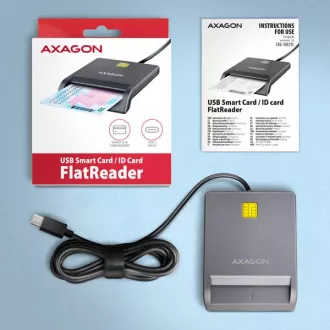 AXAGON CRE-SM3TC, czytnik kart stykowych USB-C FlatReader Karta inteligentna (eCard), kabel 1,2 m
