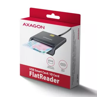 AXAGON CRE-SM3TC, czytnik kart stykowych USB-C FlatReader Karta inteligentna (eCard), kabel 1,2 m