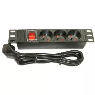 10" panel dystrybucyjny XtendLan 3x230V, CSN, przełącznik, wskaźnik napięcia, kabel 1, 8m, 1U