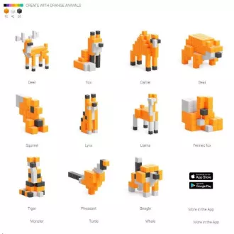 Magnetyczny zestaw do budowania PIXIO Orange Animals