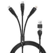 CONNECT IT Kabel do ładowania Wirez 6w1, USB-C/USB, Lightning   2x USB-C, 1,25 m, czarny