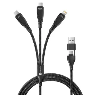 CONNECT IT Kabel do ładowania Wirez 6w1, USB-C/USB, Lightning   2x USB-C, 1,25 m, czarny