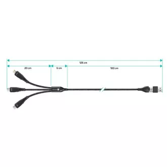 CONNECT IT Kabel do ładowania Wirez 6w1, USB-C/USB, Lightning   2x USB-C, 1,25 m, czarny