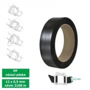 Taśma wiązająca PP 12 x 0,5 mm, 3100 m, d206, czarna