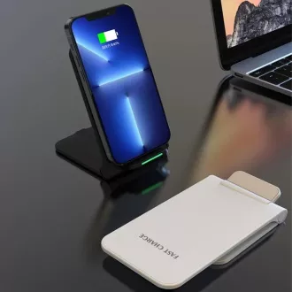 Bezprzewodowa ładowarka 1stCOOL QI H18, składana podstawka, USB-C, biała