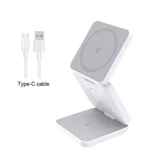 1stCOOL Bezprzewodowa składana ładowarka QI 3w1, MagSafe, USB-C, biała