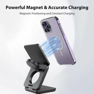 1stCOOL Bezprzewodowa składana ładowarka QI 3w1, MagSafe, USB-C, biała
