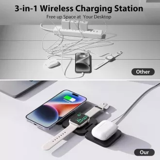 1stCOOL Bezprzewodowa składana ładowarka QI 3w1, MagSafe, USB-C, biała