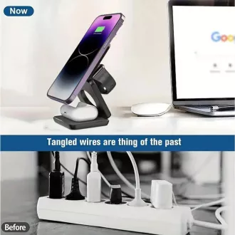 1stCOOL Bezprzewodowa składana ładowarka QI 3w1, MagSafe, USB-C, biała