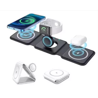 Bezprzewodowa przenośna ładowarka QI 1stCOOL 3 w 1, MagSafe, USB-C, czarna