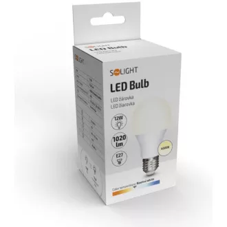 Żarówka LED Solight, klasyczny kształt, 12W, E27, 4000K, 270°, 1020lm
