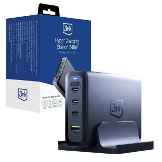 3mk Charging Station - Hyper Charging Station, 240 W, GaN, 3x USB-C 1x USB-A 3mk Charging Station - Hyper Charging Station, 240 W, GaN, 3x USB-C 1x USB-A