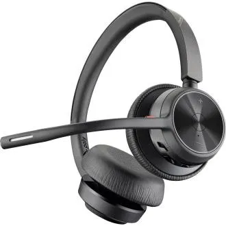 Bezprzewodowy zestaw słuchawkowy Poly Voyager 4320, adapter BT700 USB-A, zestaw stereo, podstawka ładująca Bezprzewodowy zestaw słuchawkowy Poly Voyager 4320, adapter BT700 USB-A, zestaw stereo, podstawka ładująca