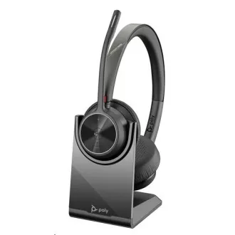 Bezprzewodowy zestaw słuchawkowy Poly Voyager 4320 MS Teams, adapter BT700 USB-A, zestaw stereo, podstawka ładująca