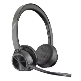 Bezprzewodowy zestaw słuchawkowy Poly Voyager 4320 MS Teams, adapter BT700 USB-C, zestaw stereo, podstawka ładująca