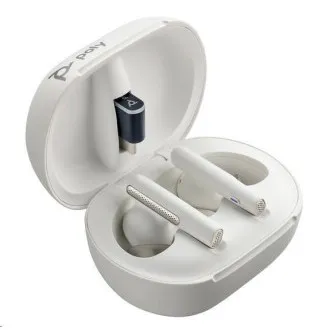 Zestaw słuchawkowy bluetooth Poly Voyager Free 60 , adapter BT700 USB-C, dotykowe etui ładujące, biały Zestaw słuchawkowy bluetooth Poly Voyager Free 60 , adapter BT700 USB-C, dotykowe etui ładujące, biały