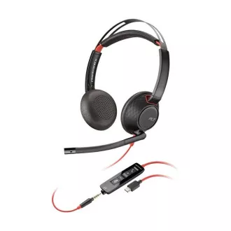 Zestaw słuchawkowy Poly Blackwire 5220, gniazdo 3,5 mm   adapter USB-C/A, stereo