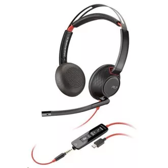 Zestaw słuchawkowy Poly Blackwire 5220, gniazdo 3,5 mm   adapter USB-C/A, stereo (luzem)
