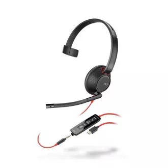 Zestaw słuchawkowy Poly Blackwire 5210, gniazdo 3,5 mm adapter USB-C/A, mono Zestaw słuchawkowy Poly Blackwire 5210, gniazdo 3,5 mm adapter USB-C/A, mono