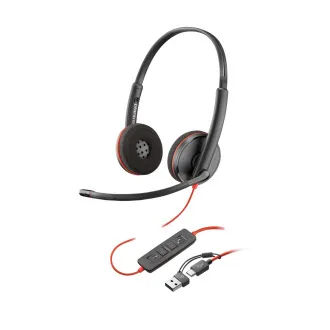 Zestaw słuchawkowy Poly Blackwire 3220, adapter USB-C/A, stereo (luzem)