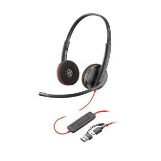 Zestaw słuchawkowy Poly Blackwire 3220, adapter USB-C/A, stereo (luzem)