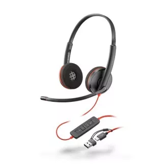 Zestaw słuchawkowy Poly Blackwire 3220, adapter USB-C/A, stereo