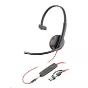 Zestaw słuchawkowy Poly Blackwire 3215, gniazdo 3,5 mm   adapter USB-C/A, mono (luzem)