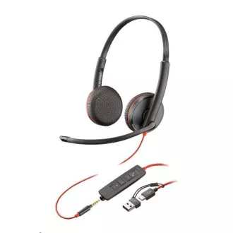 Zestaw słuchawkowy Poly Blackwire 3225, gniazdo 3,5 mm adapter USB-C/A, stereo (luzem) Zestaw słuchawkowy Poly Blackwire 3225, gniazdo 3,5 mm adapter USB-C/A, stereo (luzem)