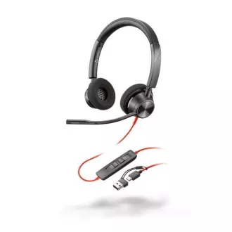 Zestaw słuchawkowy Poly Blackwire 3320 MS Teams, adapter USB-C/A, stereo Zestaw słuchawkowy Poly Blackwire 3320 MS Teams, adapter USB-C/A, stereo