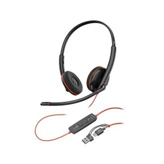 Zestaw słuchawkowy Poly Blackwire 3220, adapter USB-C/A, stereo Zestaw słuchawkowy Poly Blackwire 3220, adapter USB-C/A, stereo