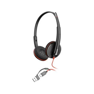 Zestaw słuchawkowy Poly Blackwire 3220, adapter USB-C/A, stereo Zestaw słuchawkowy Poly Blackwire 3220, adapter USB-C/A, stereo