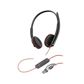 Zestaw słuchawkowy Poly Blackwire 3220, adapter USB-C/A, stereo Zestaw słuchawkowy Poly Blackwire 3220, adapter USB-C/A, stereo