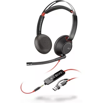 Zestaw słuchawkowy Poly Blackwire 5220, gniazdo 3,5 mm adapter USB-C/A, stereo Zestaw słuchawkowy Poly Blackwire 5220, gniazdo 3,5 mm adapter USB-C/A, stereo
