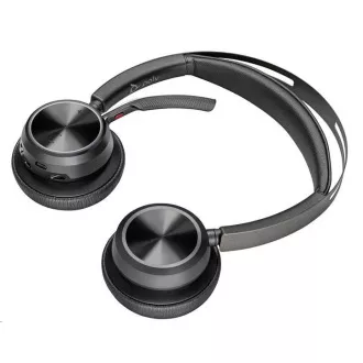 Bezprzewodowy zestaw słuchawkowy Poly Voyager Focus 2, adapter USB-A/C, zestaw stereo, podstawka ładująca