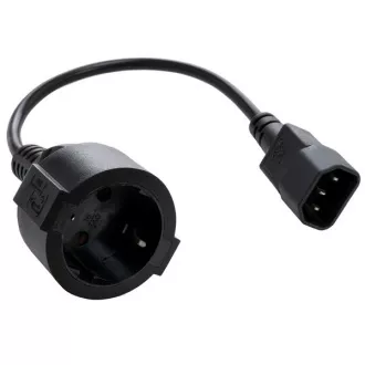 Kabel zasilający C-TECH C14 (M) -> schuko (F), 15 cm