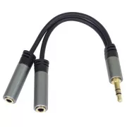 PremiumCord HQ 3, 5mm Jack męski - 2x Jack żeński 15cm