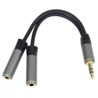 PremiumCord HQ 3, 5mm Jack męski - 2x Jack żeński 15cm