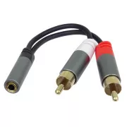 PremiumCord kabel HQ Jack 3.5mm żeński - 2x CINCH męski 15cm